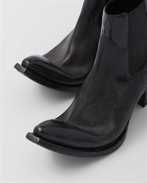 prada 30 leather booties|Black Leather Booties .